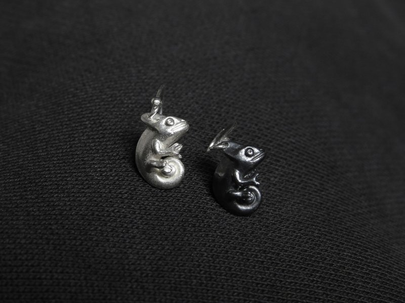 【925银饰 LOU】爬虫两生系列 - 变色龙(单售) - 耳环/耳夹 - 银 银色