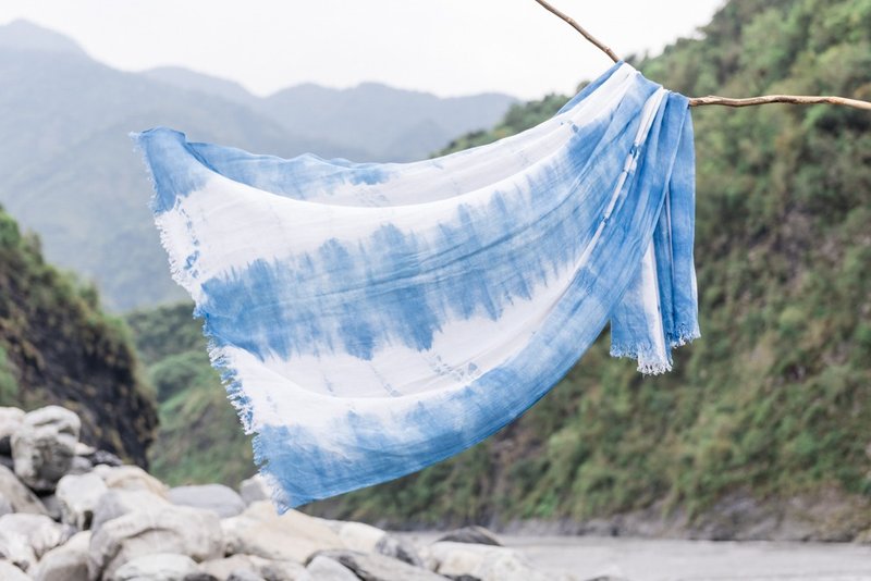 自在染isvara  蓝染纯棉围巾 春天来了!系列 - 丝巾 - 棉．麻 蓝色