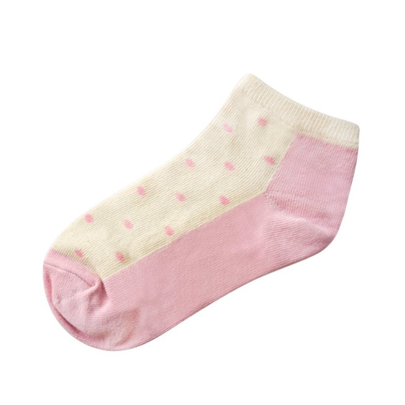 儿童圆点短袜 - 袜子 - 棉．麻 粉红色