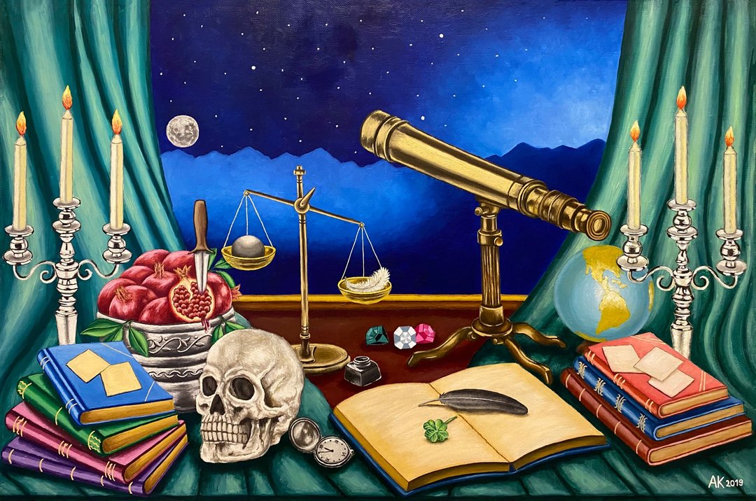 永恒，原创油画，油画油画，象征静物，科学 - 墙贴/壁贴 - 其他材质 多色