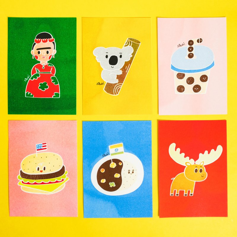 孔版印刷明信片 任选3张 - 卡片/明信片 - 纸 多色