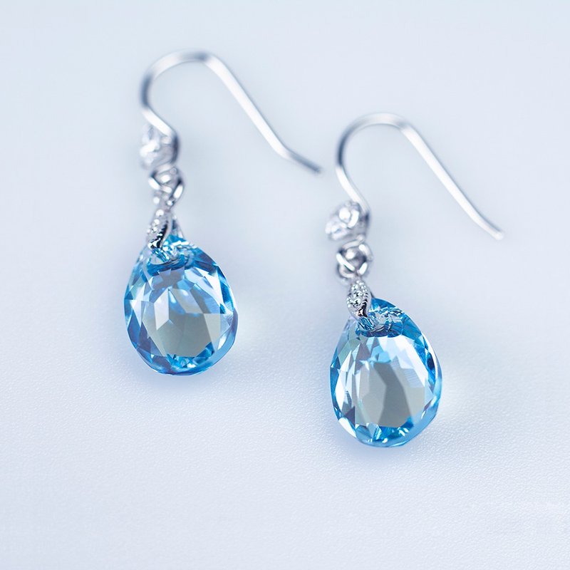 【Revive重生】(蓝)经典多切面水滴水晶耳环-中 抗敏 圣诞礼物 - 耳环/耳夹 - 水晶 多色