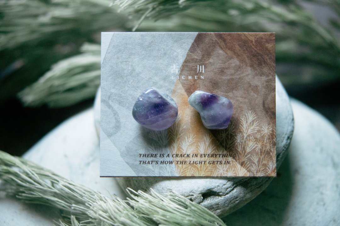 CRACK | 矿物系耳环 |  EARRINGS - 耳环/耳夹 - 玉石 紫色