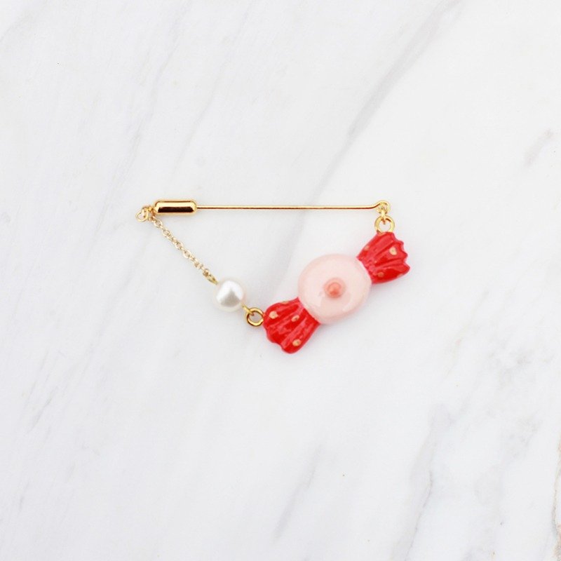 paramecium 【甜咪咪】胸糖果粘土手工制作搞怪原创胸针超可爱设计生日礼物 - 胸针 - 粘土 粉红色