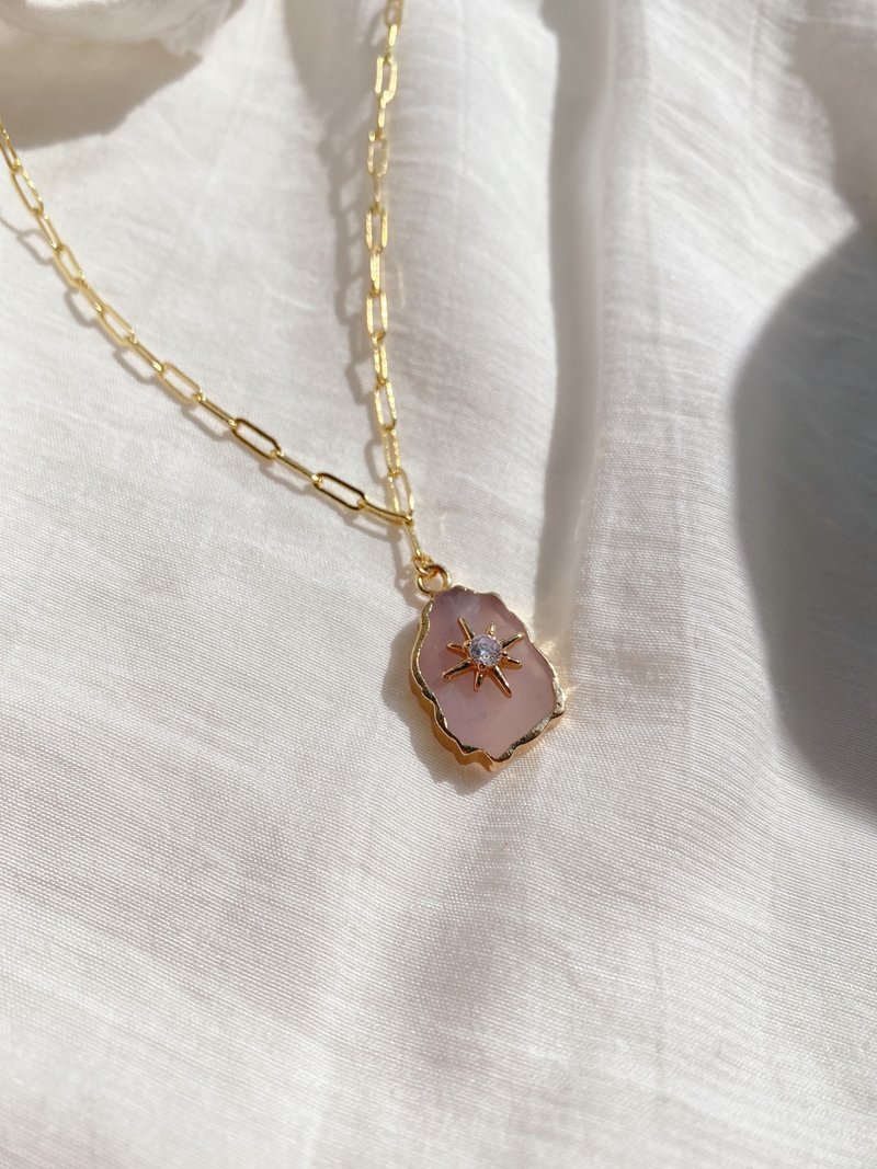 星芒粉晶颈链 - 项链 - 水晶 粉红色
