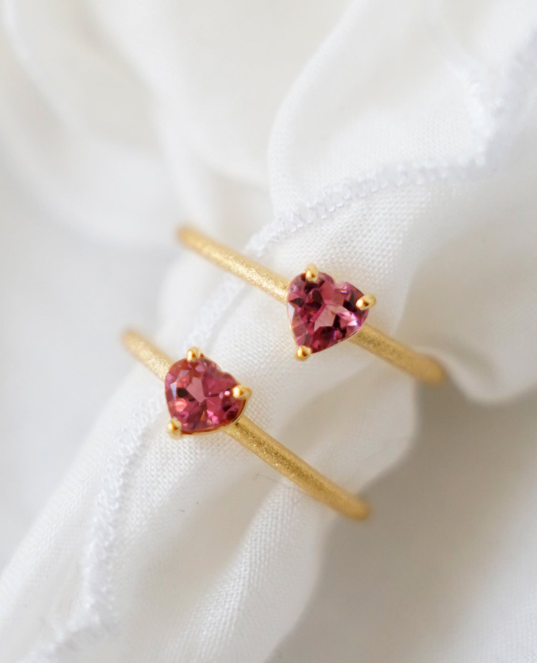 SV Heart ring Pink Tourmaline (925纯银心形粉红碧玺戒指) - 戒指 - 其他金属 金色