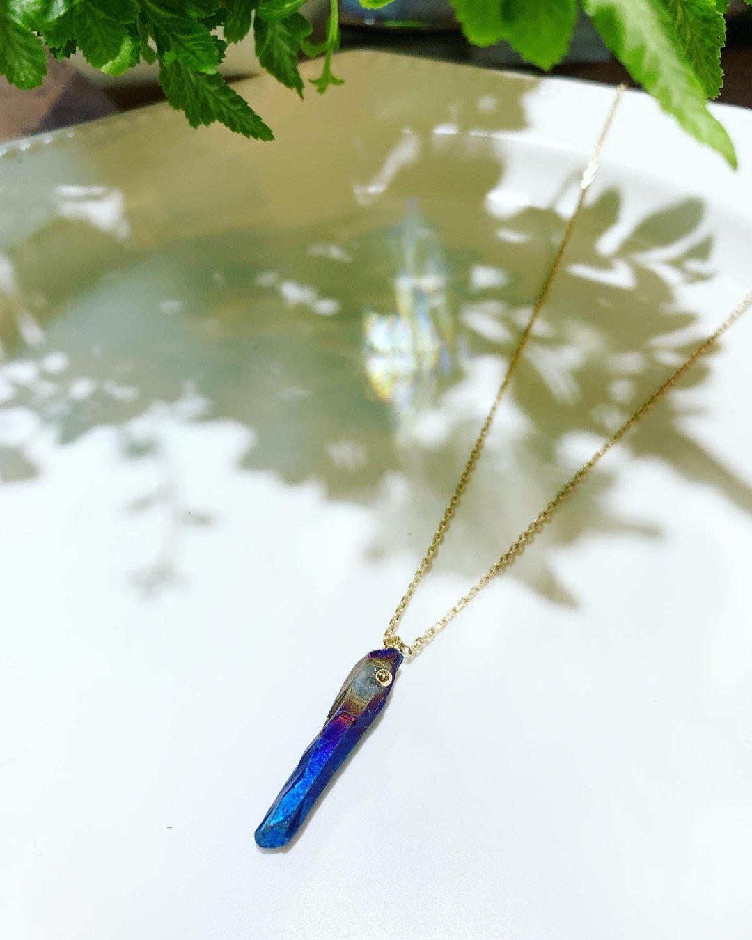 独家-星空银河系列 _mini酷蓝色石英石锁骨链_短项链_ - 长链 - 宝石 蓝色