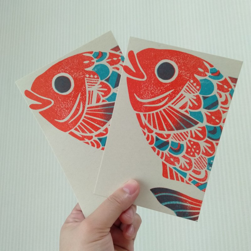 鲷鱼图案明信片2入组 - 卡片/明信片 - 纸 红色