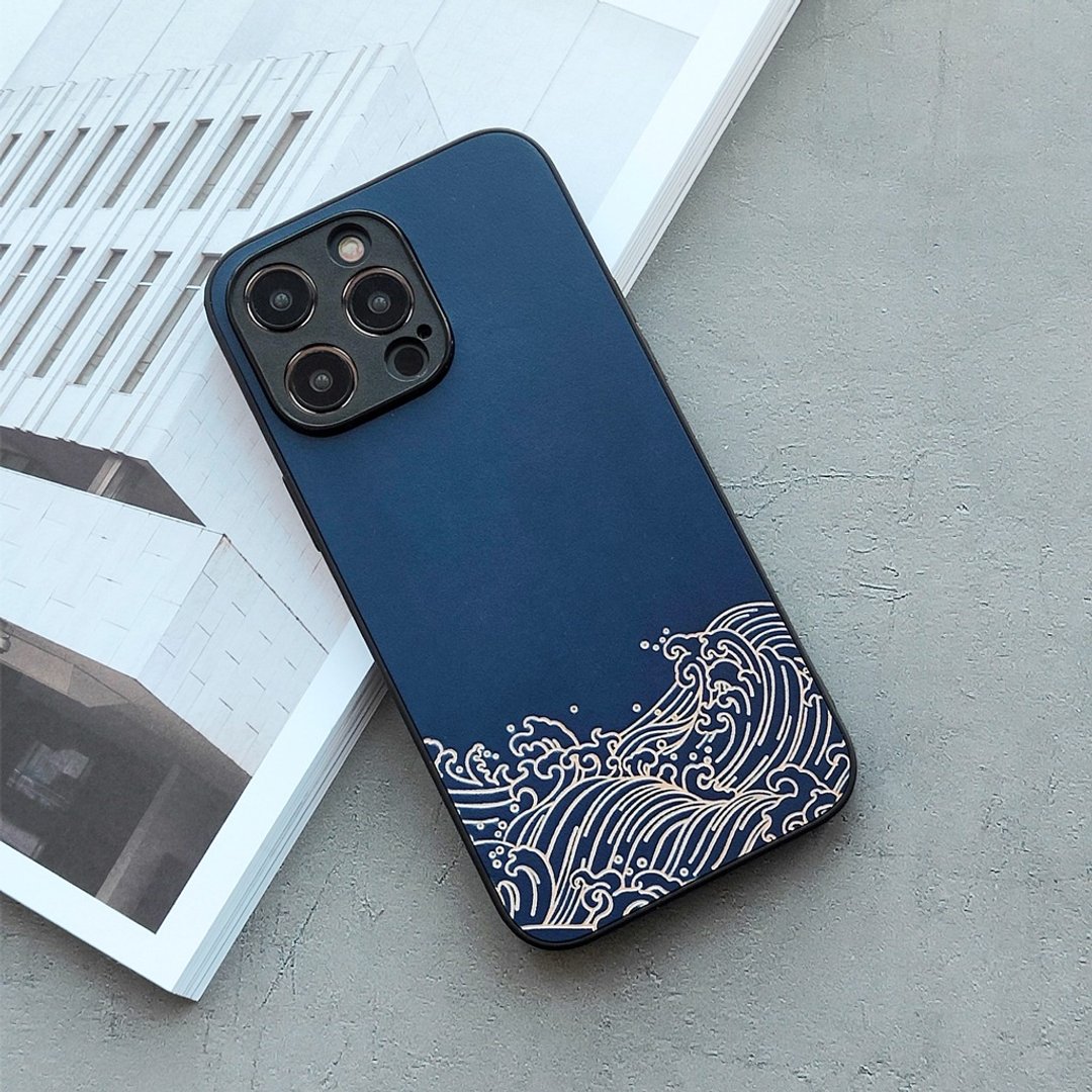 乘风破浪|iphone17promax苹果手机壳16plus手机套15全包防摔1413 - 手机壳/手机套 - 真皮 蓝色