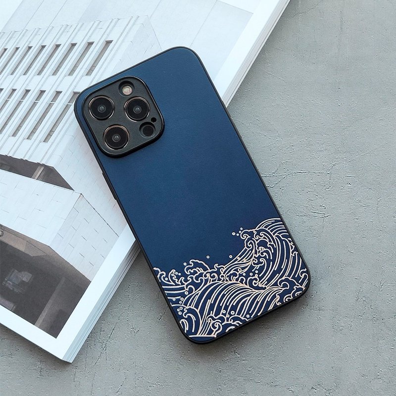 乘风破浪|iphone17promax苹果手机壳16plus手机套15全包防摔1413 - 手机壳/手机套 - 真皮 蓝色