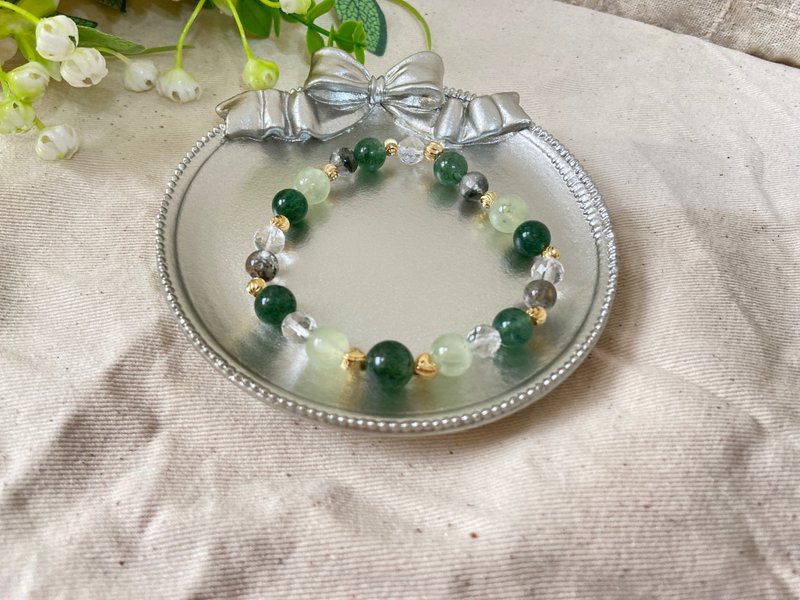 绿草莓、绿幽灵、白水晶、葡萄石 水晶手链 - 手链/手环 - 水晶 绿色