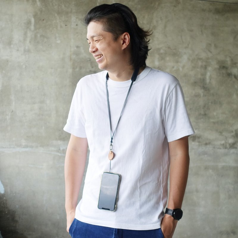 真皮革减压手机挂绳-京都蓝 (定制化英文名字) - 手机配件 - 真皮 蓝色