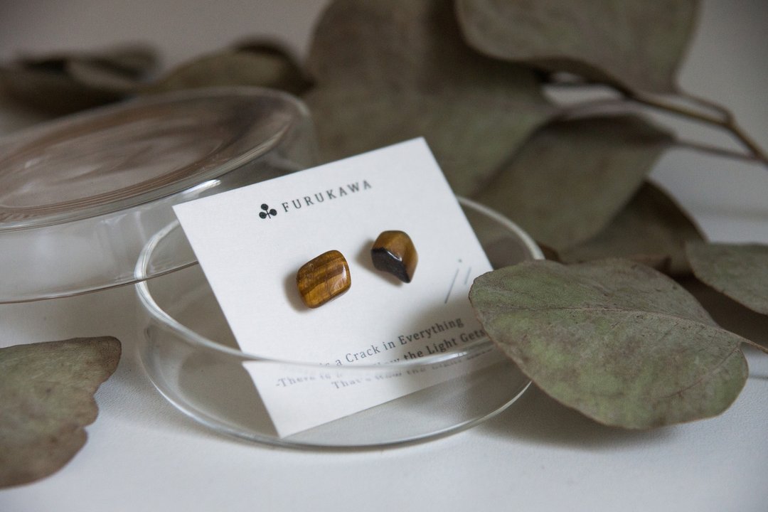 CRACK | 矿物系耳环 |  EARRINGS - 耳环/耳夹 - 玉石 咖啡色