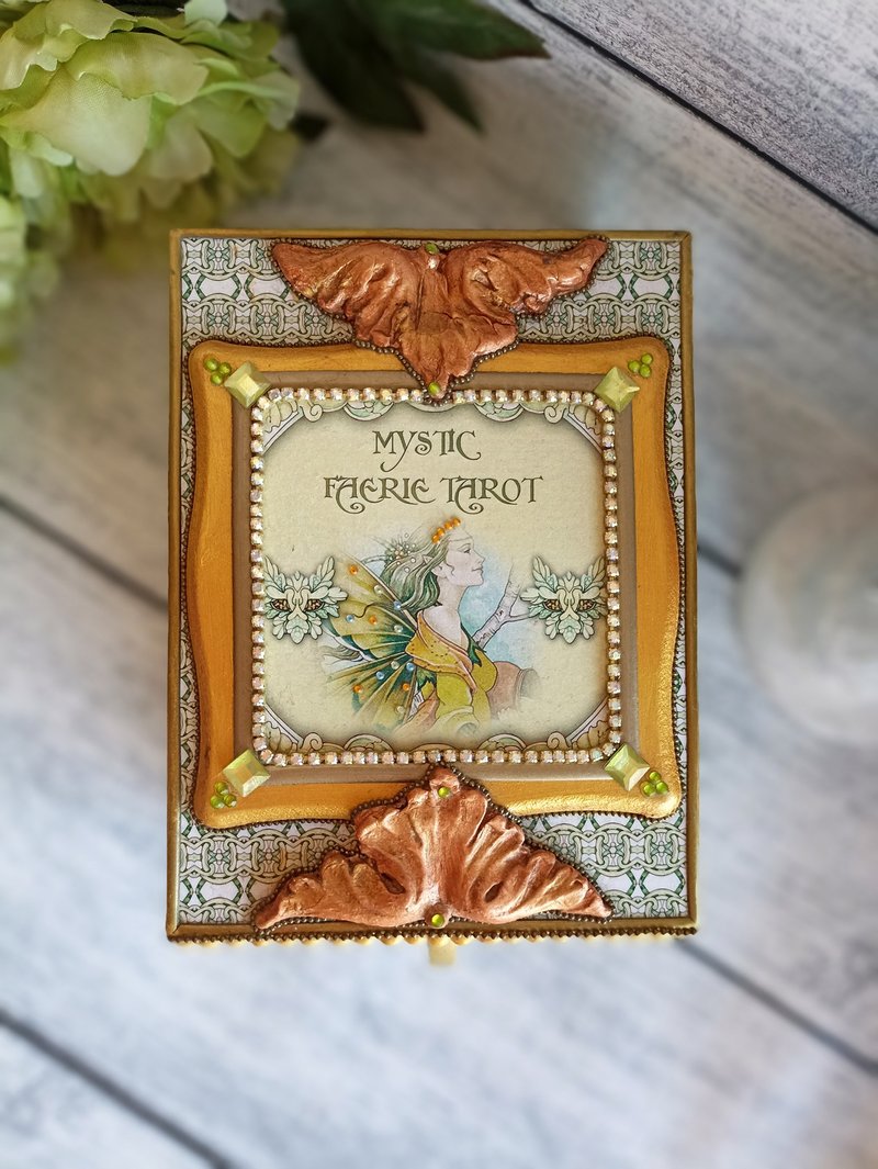 神秘精灵塔罗牌盒、卡片盒、塔罗牌、骑士-维特塔罗牌 - 收纳用品 - 木头 金色