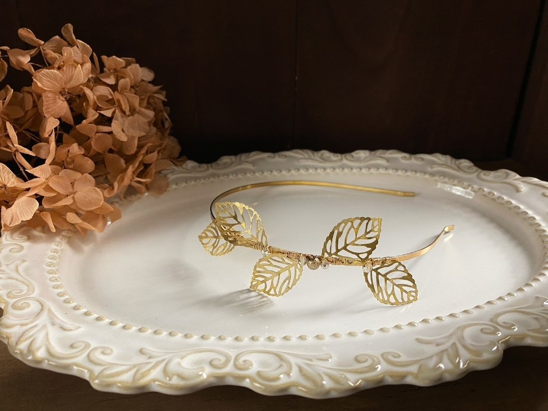 手工饰品 冬日的记忆 手染铜发箍 金 - 发饰 - 铜/黄铜 