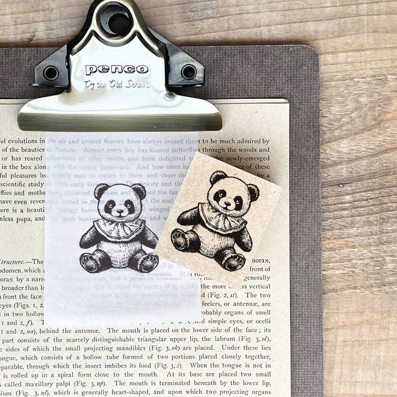 泰迪熊猫印章熊猫毛绒动物印章汉科汉科印章复古老式古董印章 - 印章/印台 - 木头 咖啡色