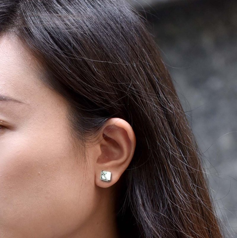 圣诞礼物 I 三角窗方耳环 - 耳环/耳夹 - 不锈钢 银色