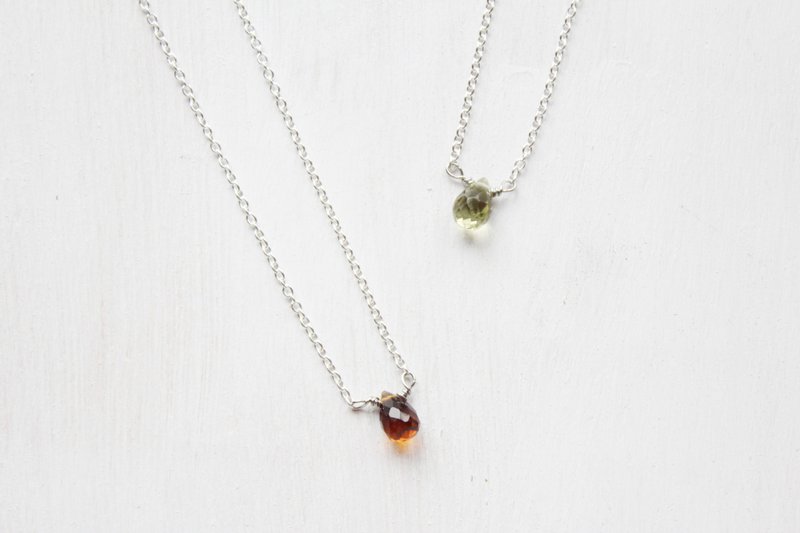 10月诞生石-多彩碧玺 / Tourmaline /トルマリン纯银锁骨项链 - 项链 - 宝石 多色