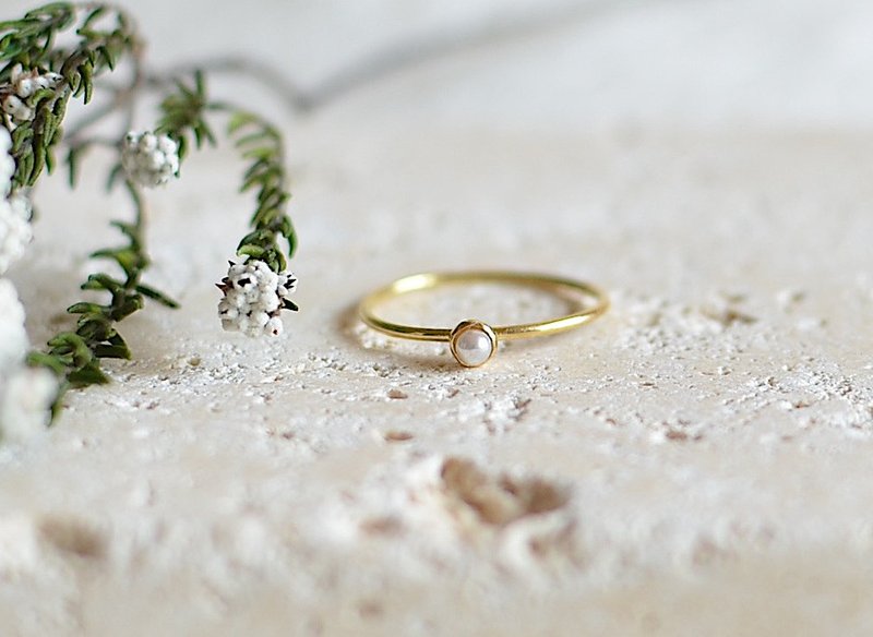 K18 Ring Pebble -Akoya- - 戒指 - 宝石 金色