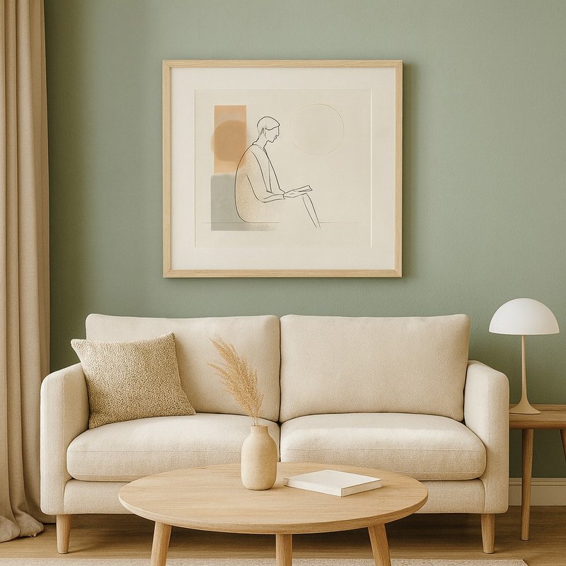 午后阅读的剪影2 抽象线条人物挂画 艺术微喷 北欧侘寂风书房客厅 - 海报/装饰画/版画 - 棉．麻 