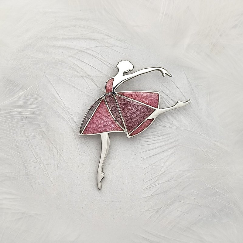 起舞之時 / 925純银内填琺瑯胸針-給她的禮物 - 胸针 - 珐琅 粉红色