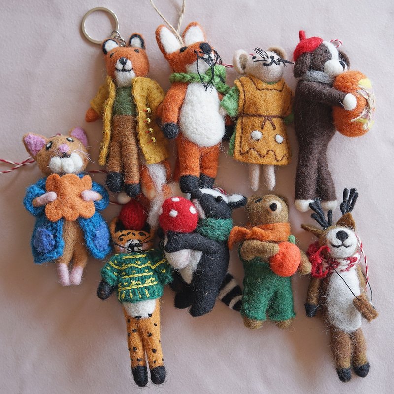 羊毛毡公仔吊坠 情人节礼物 本季新品 送禮 出國旅遊 - 钥匙链/钥匙包 - 羊毛 多色