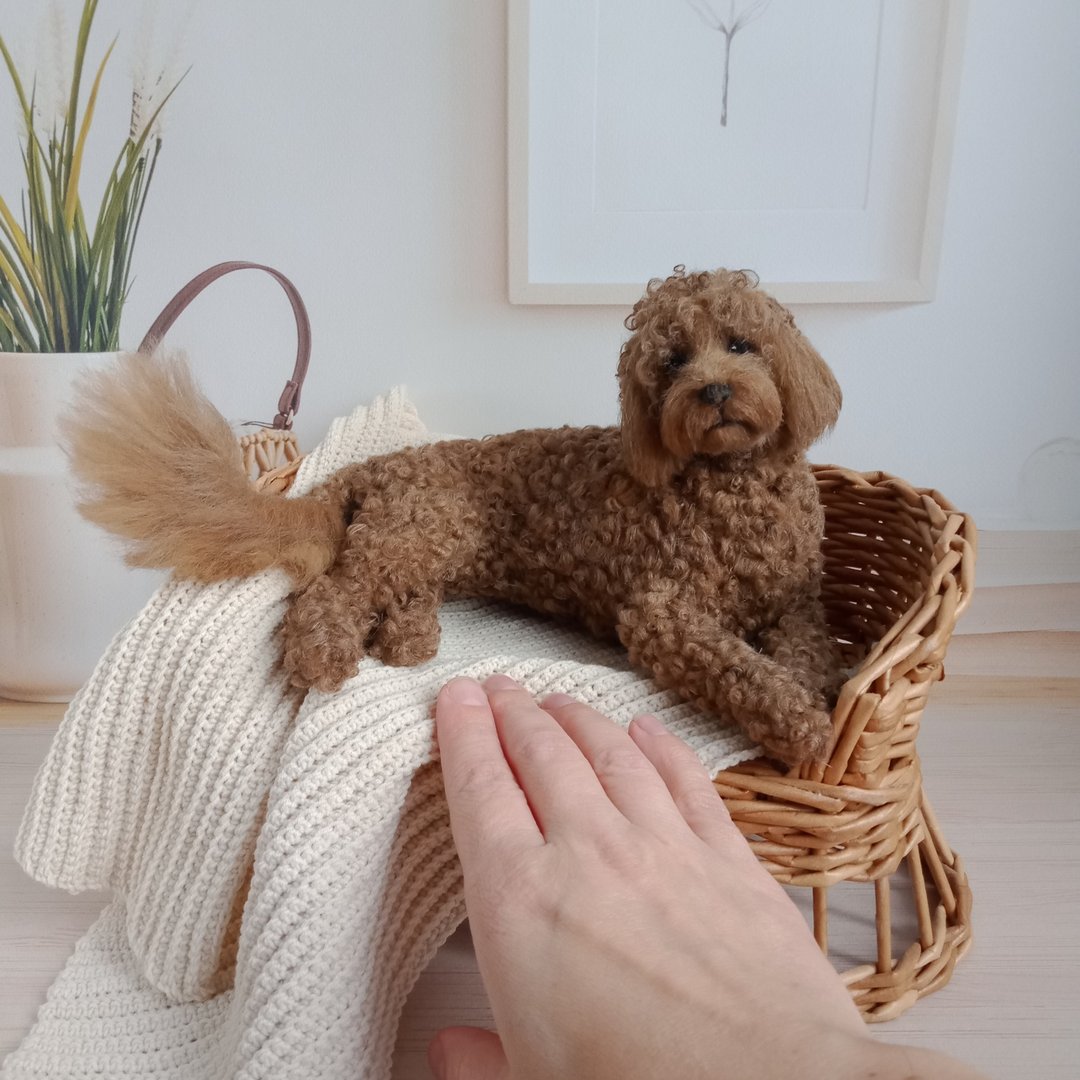 订制微型逼真钩针卷毛拉布拉多犬 - 玩偶/公仔 - 其他材质 咖啡色