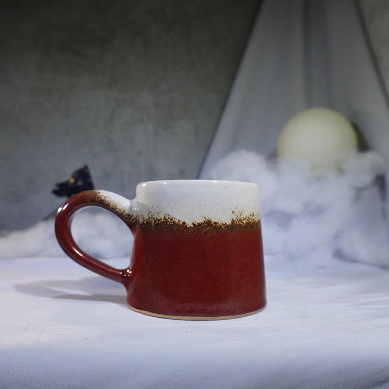 铁红白小山形杯-约200ml,茶杯,马克杯,水杯,咖啡杯 - 咖啡杯/马克杯 - 陶 多色