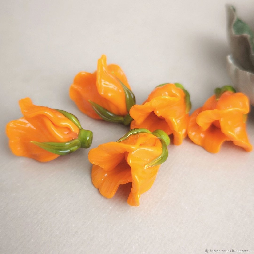 Handmade Lampwork Beads - 1 pc glass beads - 陶艺 - 玻璃 橘色