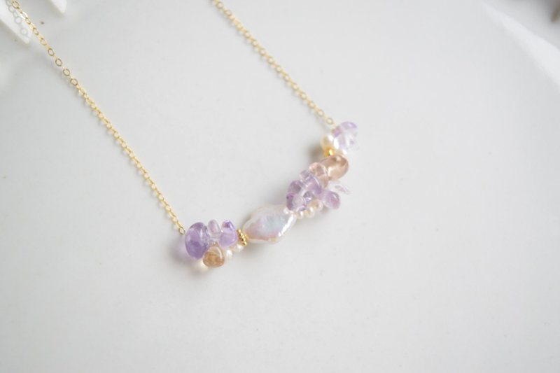 14K gold filled necklace - 袖扣 - 宝石 紫色