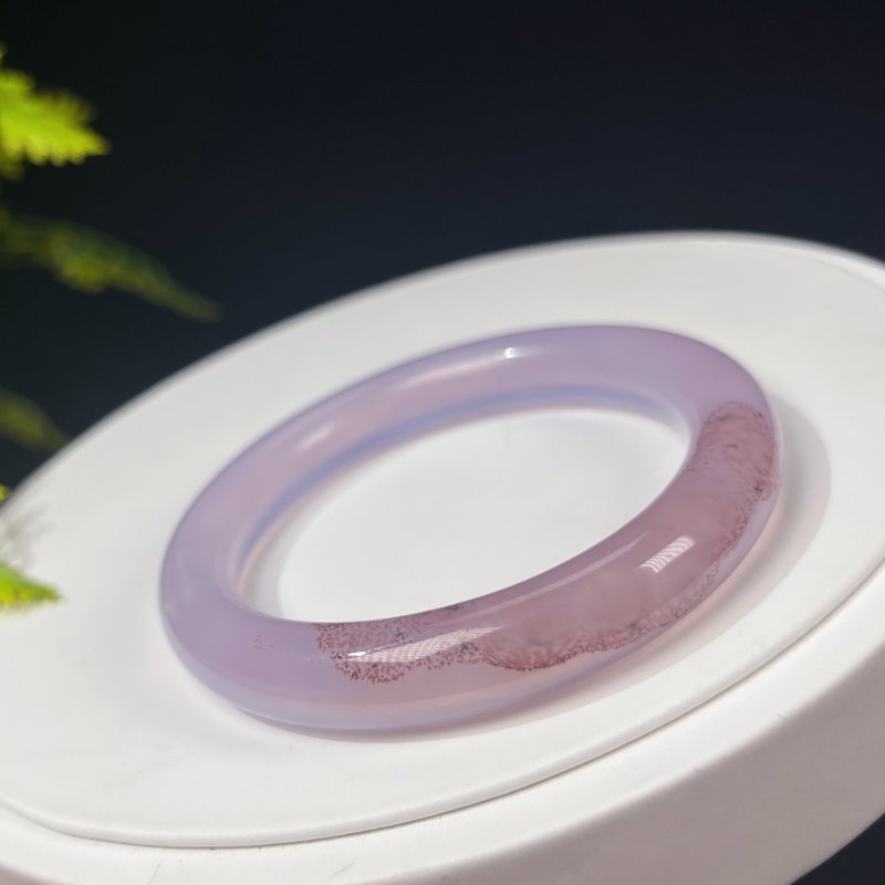 稀有冰紫朱砂玛瑙手镯54MM 起光飘花朱砂点玉髓手环 水润惊艳大气 - 手链/手环 - 半宝石 紫色