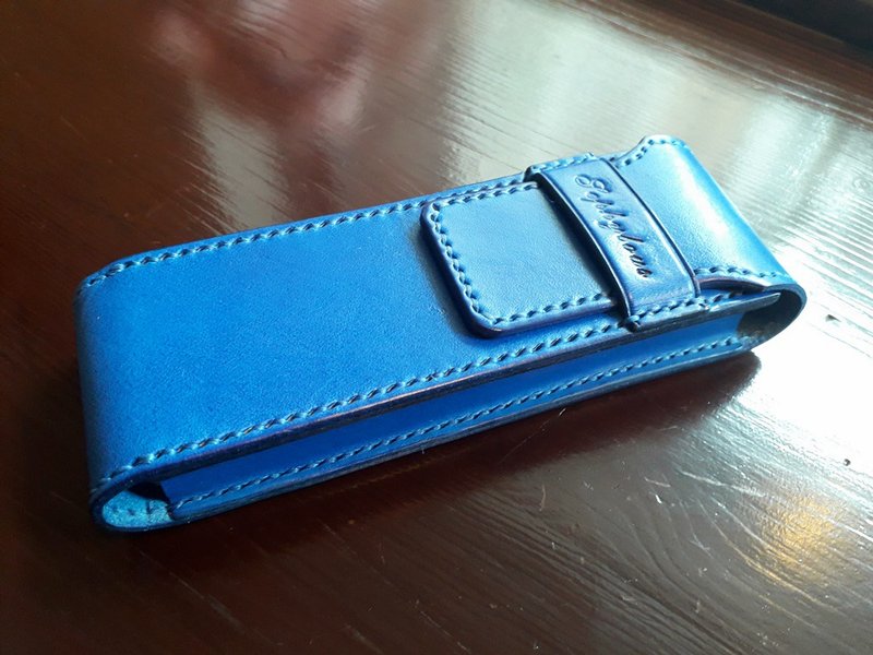 手作钢笔包 笔袋 笔盒2支装 附活动隔层 定制颜色 免费打印英文字 - 铅笔盒/笔袋 - 真皮 多色