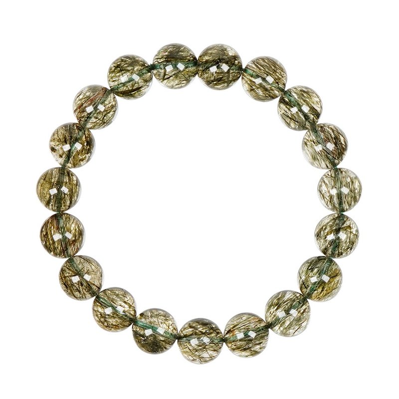 【正佳珠宝】绿碧发晶 顶级满丝透体 10.4-10.8mm 绿碧发晶手珠 - 手链/手环 - 半宝石 多色