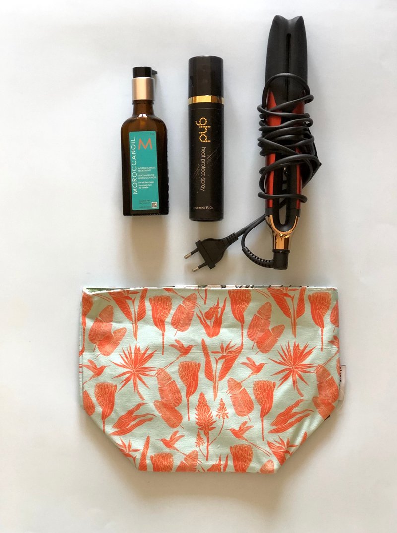 aLoveSupreme_南非文青双面置物篮_ 水蓝橘色非洲植物园/热带龟背 - 置物架/篮子 - 棉．麻 