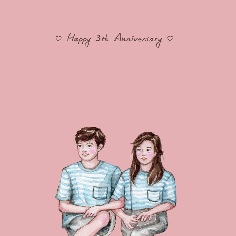 【定制-清新感水彩】似颜绘/手绘/电子档 - 订制画像 - 其他材质 粉红色