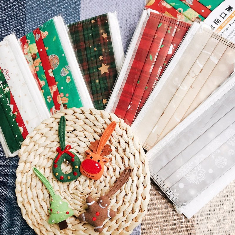 【Pinkoi限量】圣诞综合款医疗口罩5入装X2包/盒+手工立体吊饰x1 - 口罩 - 其他材质 多色