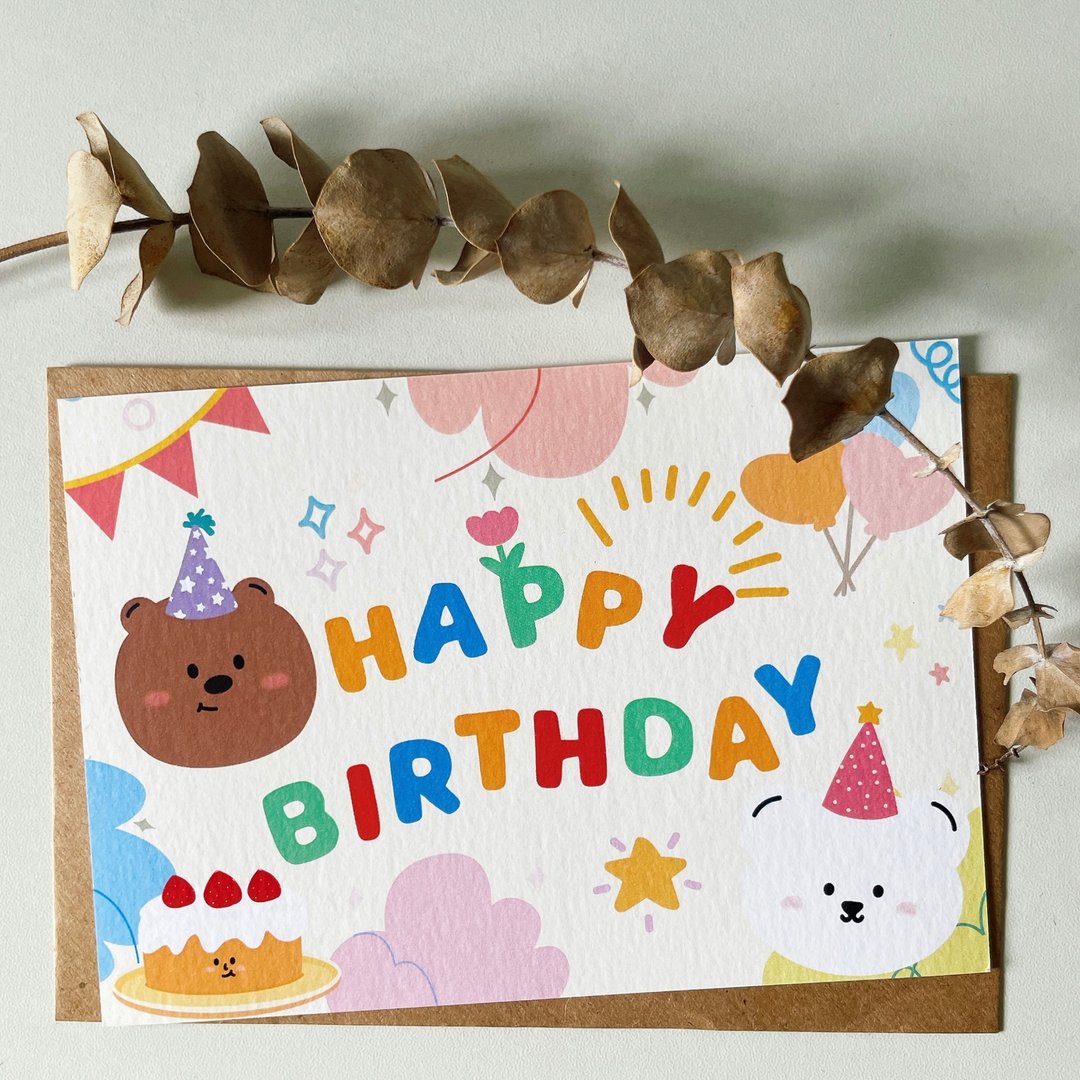 #77 _smallthings 彩色HBD生日卡 - 卡片/明信片 - 纸 多色