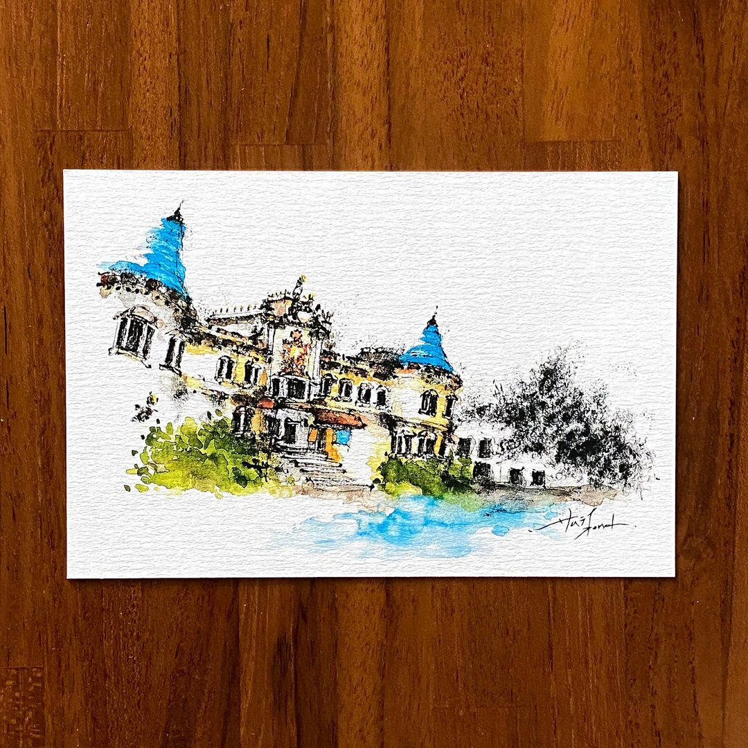 枯枝笔速写 台南景点 移民署 水彩 插画 手绘明信片 - 卡片/明信片 - 纸 