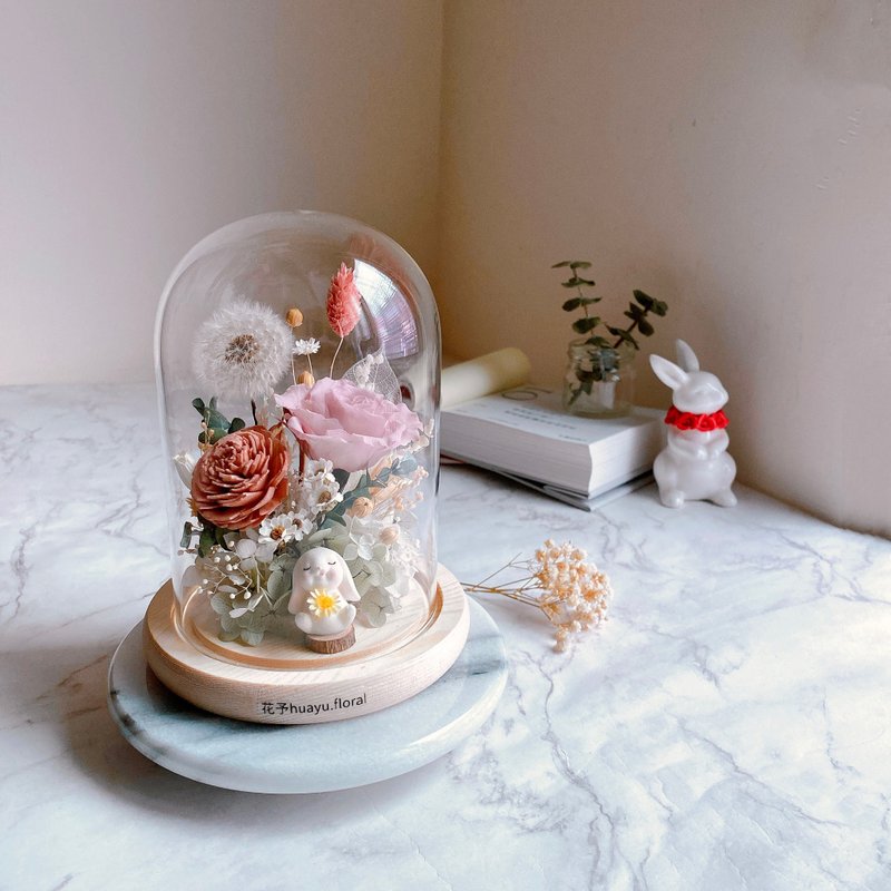 永生花 蒲公英 干燥花 玻璃罩 情人节 生日 毕业 礼物 祝福 公仔 - 干燥花/捧花 - 植物．花 多色