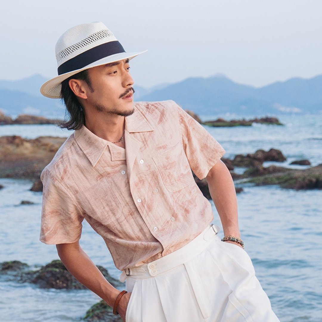 SOARIN法式复古双排扣晕染衬衫(2521C367) - 男装衬衫 - 棉 粉红色