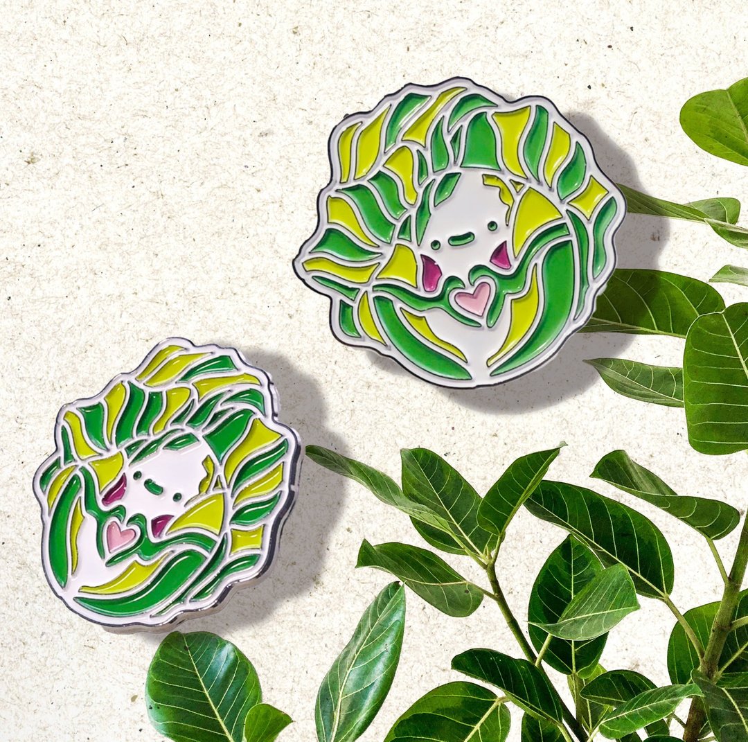 Pinkreen 原创插画 卷心菜 爱台湾 金属烤漆徽章 胸章 别针 - 徽章/别针 - 其他金属 
