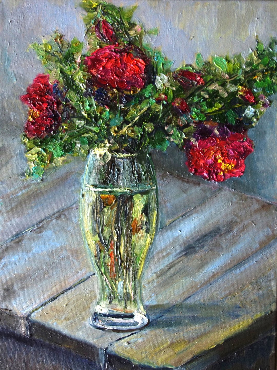 玫瑰花朵绘画油画抽象花卉原创艺术厚涂艺术品 - 海报/装饰画/版画 - 颜料 多色
