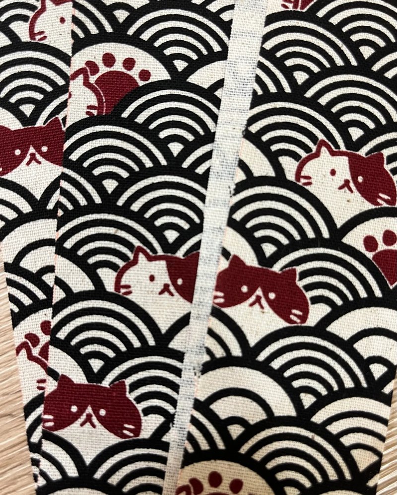 客订 日式波浪纹猫咪-黑 相机手腕带 - 挂绳/吊绳 - 棉．麻 黑色