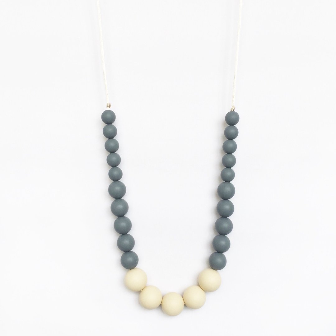 COLOR BLOCK SILICONE NECKLACE - GREY - 项链 - 其他材质 灰色