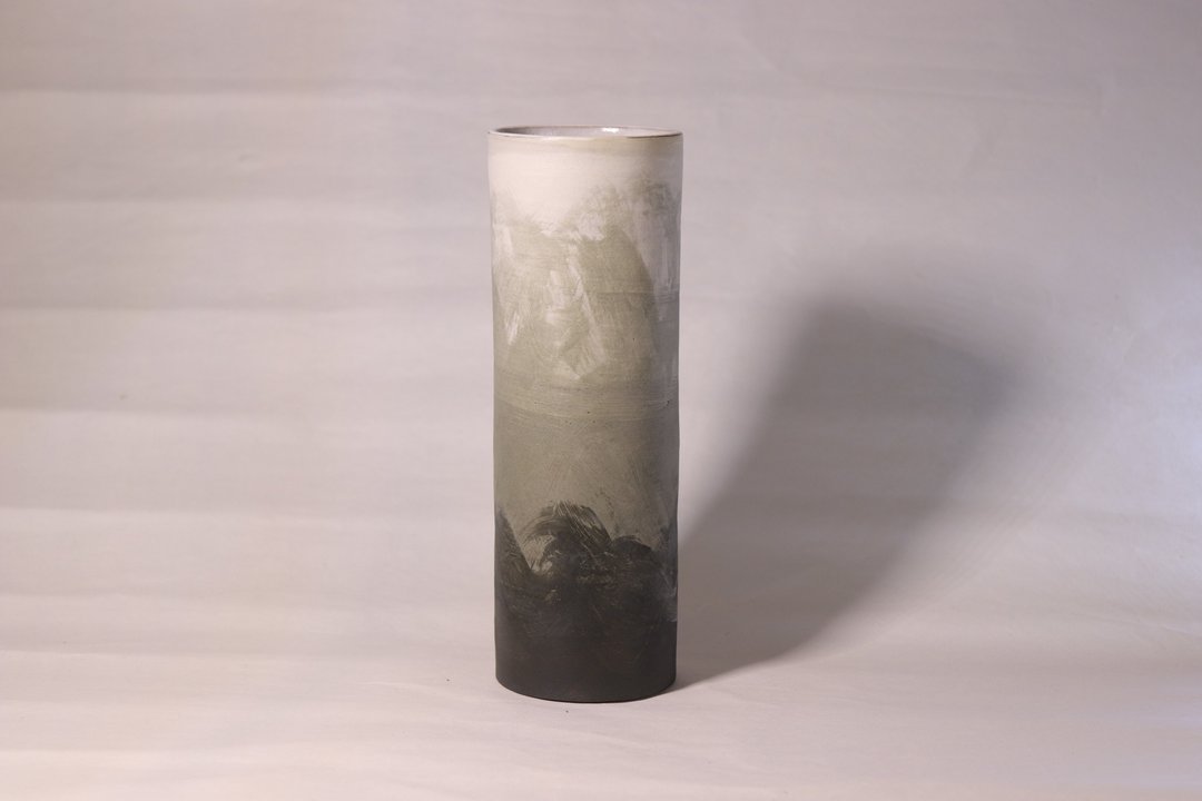 波土质 高筒花器 - 花瓶/陶器 - 陶 黑色