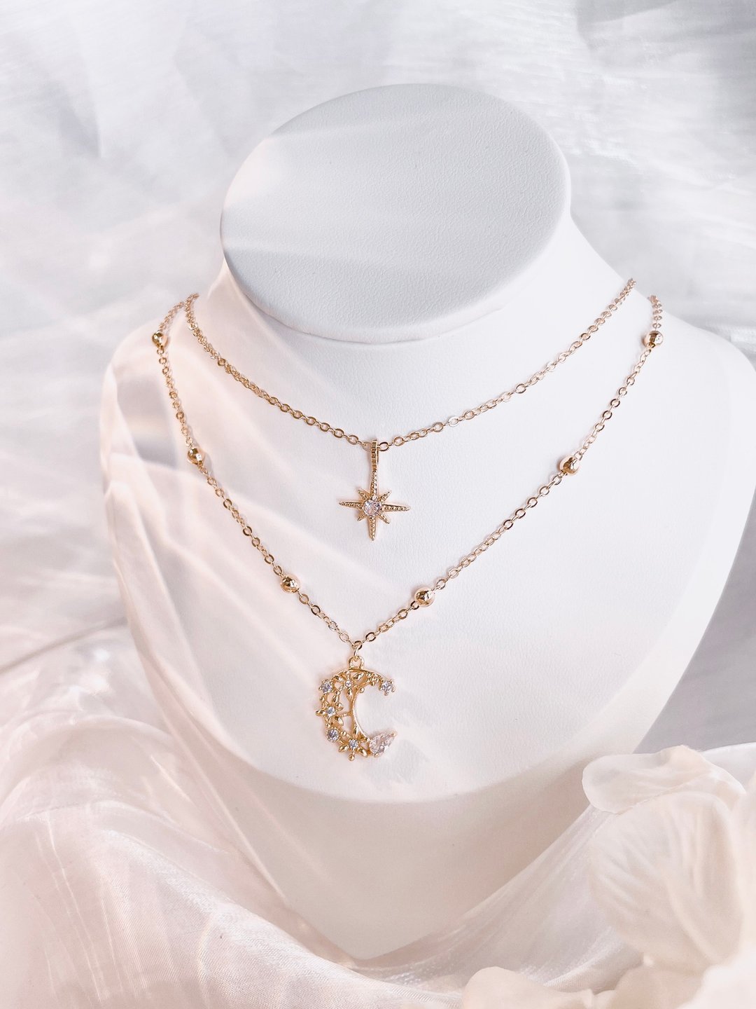 星月设计款双层颈链 - 项链 - 水晶 