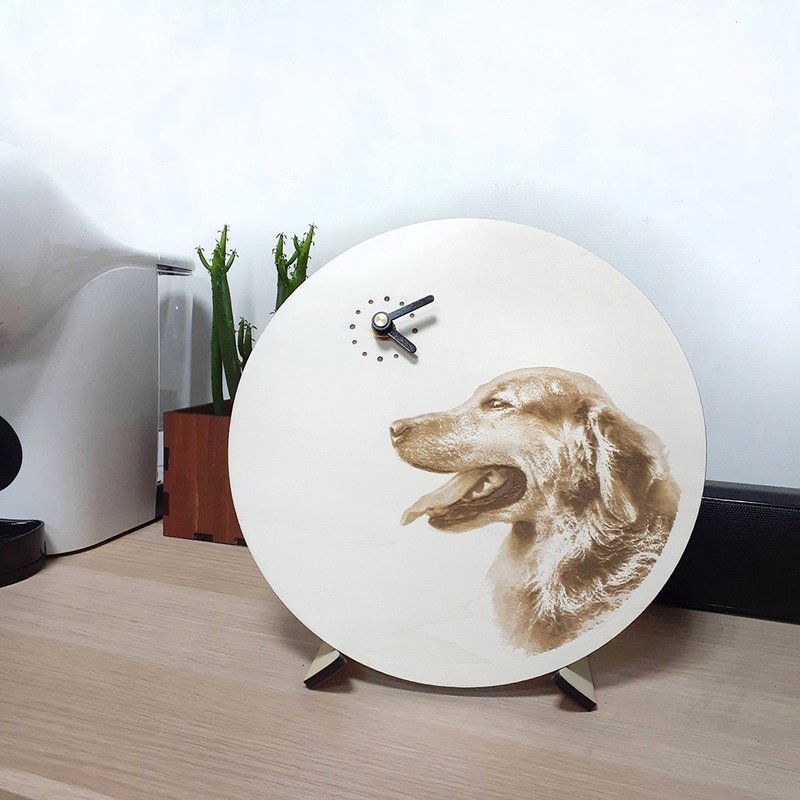 手工木作创意时钟 定制化雷雕画 - 订制抱枕/饰品 - 木头 白色