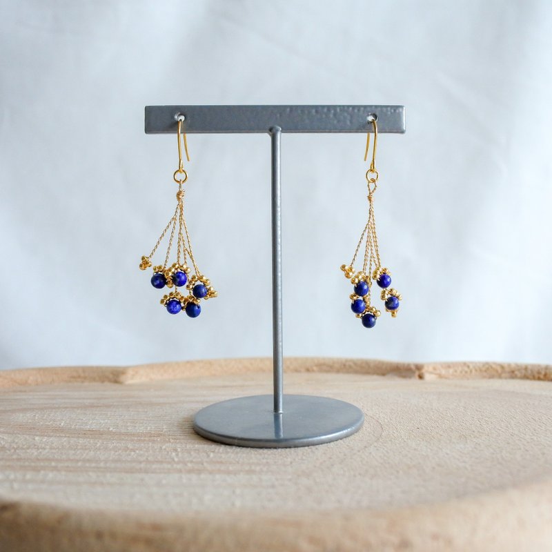 Sui (Lapis Lazuli)　wire accessory - 耳环/耳夹 - 其他金属 蓝色