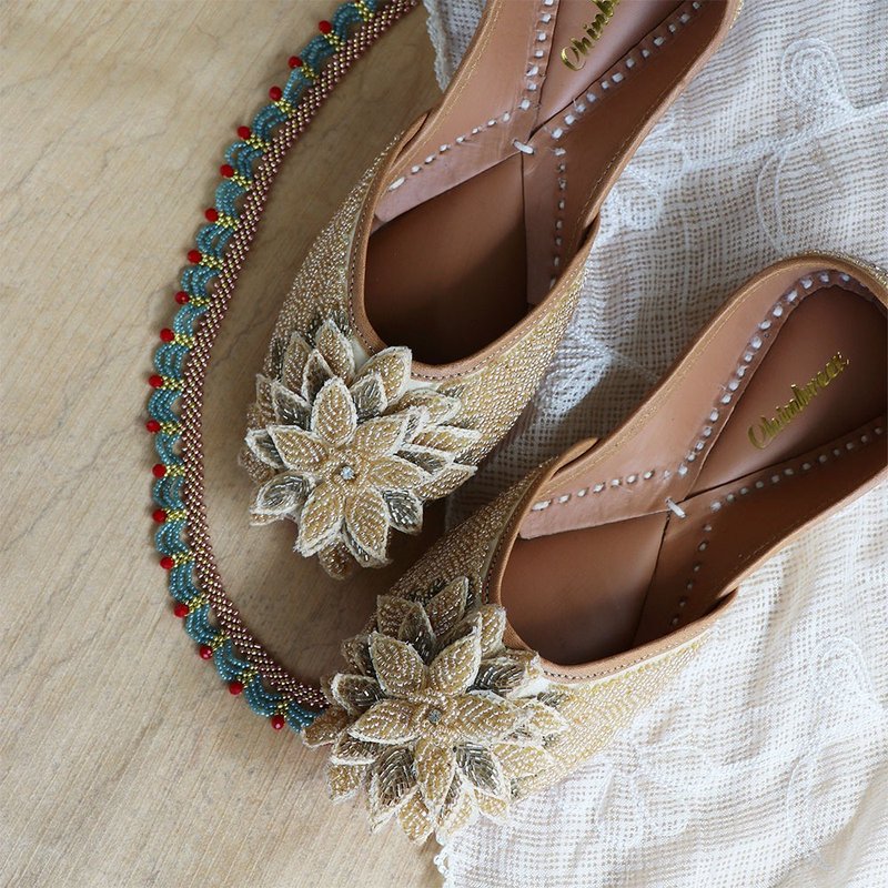 曼珠莎華立體珠繡鞋 / 浪漫風情印度手工 / 真皮巴基斯坦款 - 穆勒鞋 - 真皮 多色