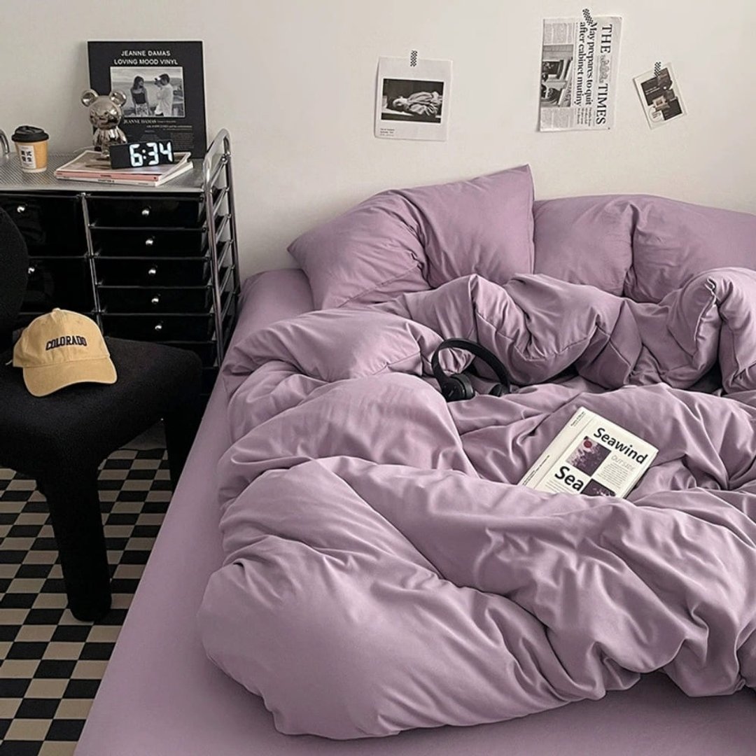 芋头鲜奶 台湾制 舒柔棉 素色 单人/双人/加大 薄床包被套组 - 寝具 - 其他材质 